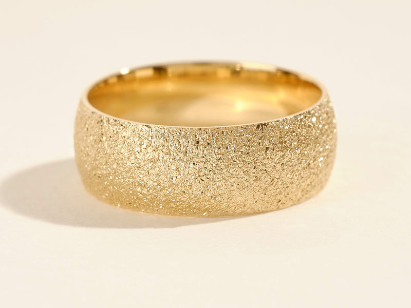 8mm Domed Stardust Men's Gold Wedding Band