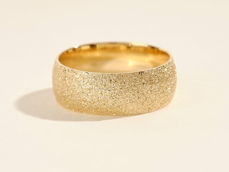 8mm Domed Stardust Men's Gold Wedding Band