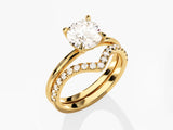 4-Prong Round Lab Grown Diamond Solitaire Bridal Set with Chevron Simulated Diamond Band (1.50 CT)
