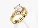 Cluster Accent Round Lab Grown Diamond Bridal Set with Marquise Ring (1.50 CT)