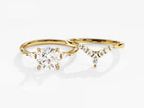 Cluster Accent Round Lab Grown Diamond Bridal Set with Marquise Ring (1.50 CT)