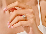 Cluster Accent Round Lab Grown Diamond Bridal Set with Marquise Ring (1.50 CT)
