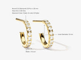 14k Gold, Yellow, White, Rose, 14k Gold Diamond Huggies Earrings (0.30 ct tw) with size and shape information