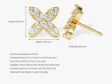 14k Gold Round Cut Clover Stud Earrings