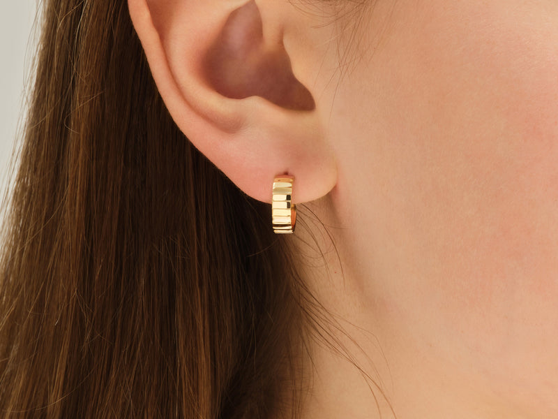 14k Gold Infinity Huggie Earrings
