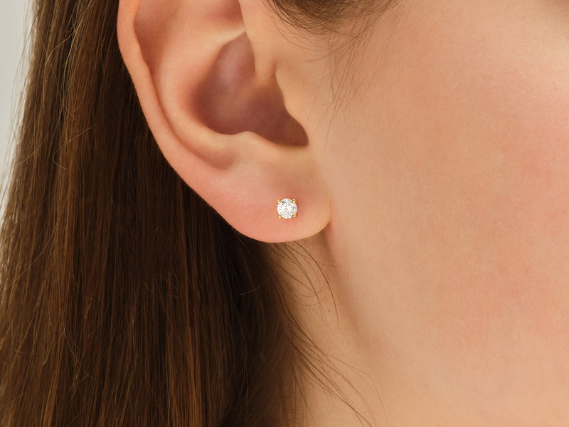 14k Gold Round Cut Lab Grown Diamond Stud Earrings (0.50 ct tw)