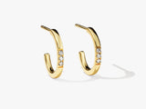 14k Gold Petite Diamond Huggie Earrings