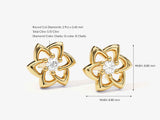 14k Gold, Yellow, White, Rose, 14k Gold Floral Diamond Studs Earrings for women with size and information