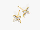 14k Gold Marquise Clover Stud Earrings