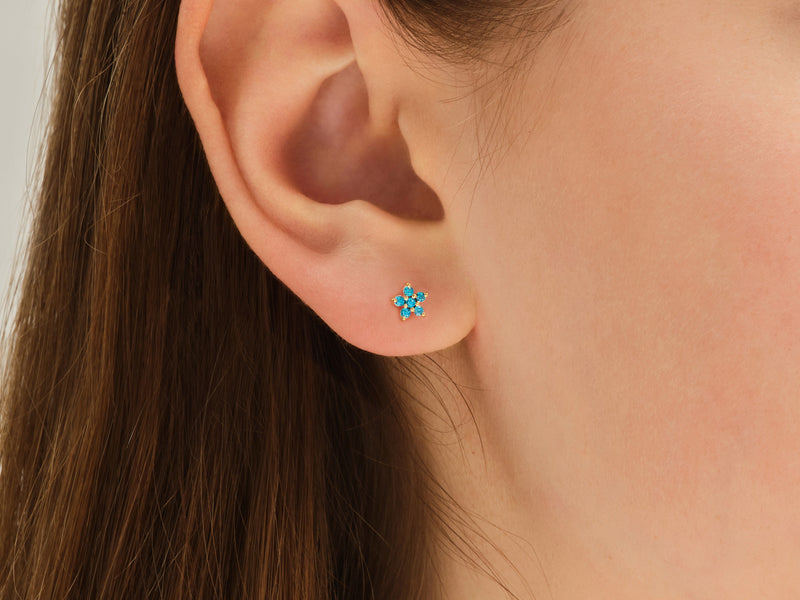 Birthstone Flower Studs - Gold Vermeil