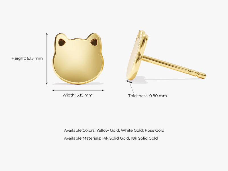 14k Gold Kitten Stud Earrings