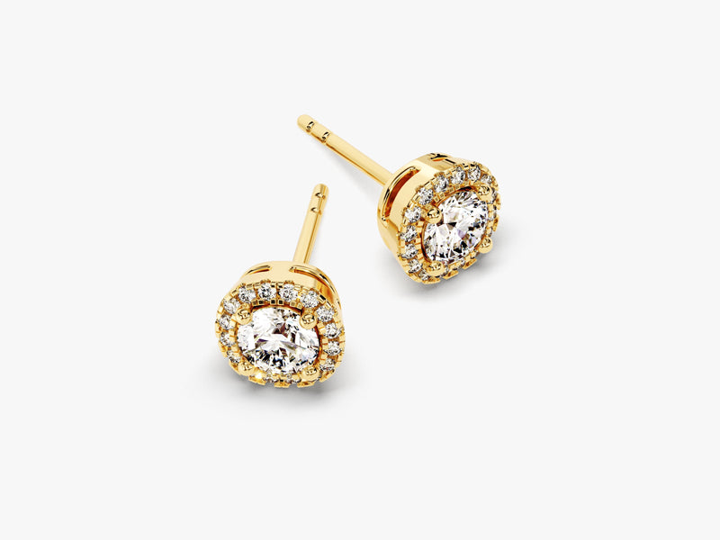 14k Gold Round Halo Moissanite Stud Earrings (0.66 ct tw)