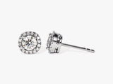 14k Gold Round Halo Moissanite Stud Earrings (0.66 ct tw)