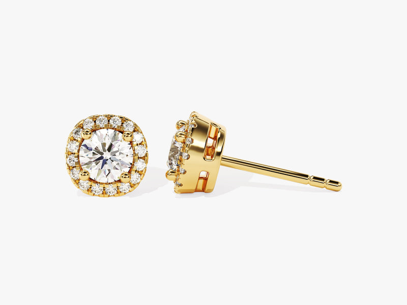 14k Gold Round Halo Moissanite Stud Earrings (0.66 ct tw)