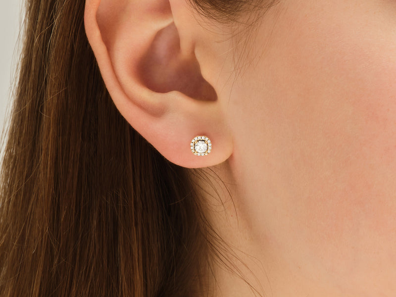 14k Gold Round Halo Lab Grown Diamond Stud Earrings (0.66 ct tw)