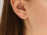 14k Gold Dual Plain Huggie Earrings