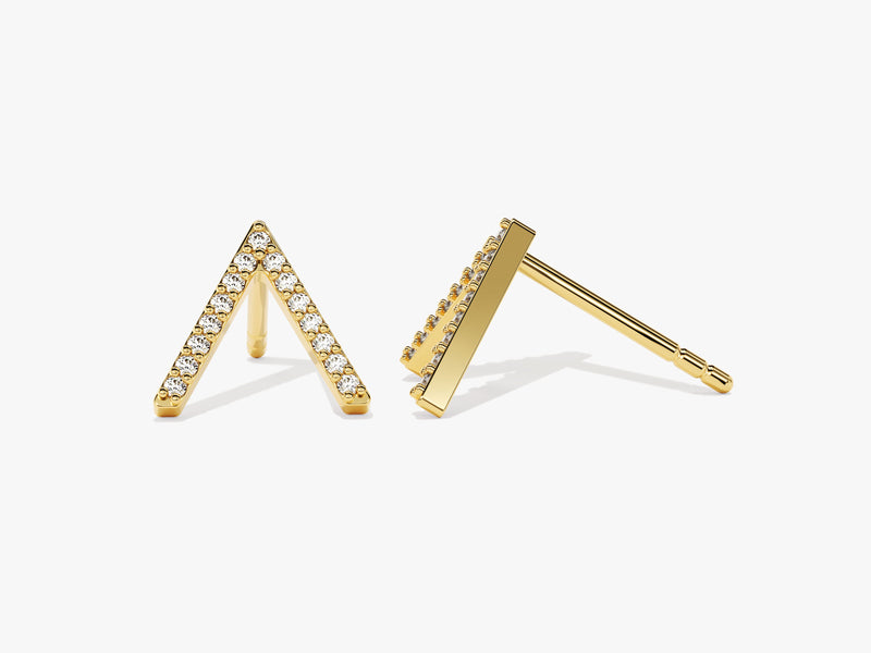 14k Gold Dual Diamond Stud Earrings