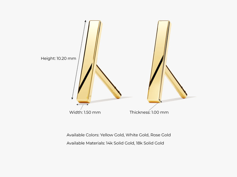 14k Gold Bar Stud Earrings