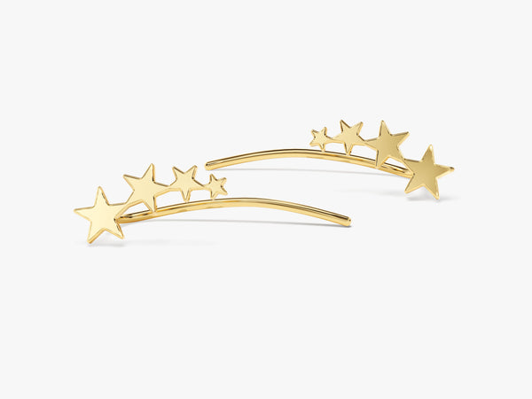 14k Gold Star Crawler Earrings