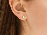 14k Gold Trio Bezel Cluster Diamond Stud Earrings (0.12 ct tw)