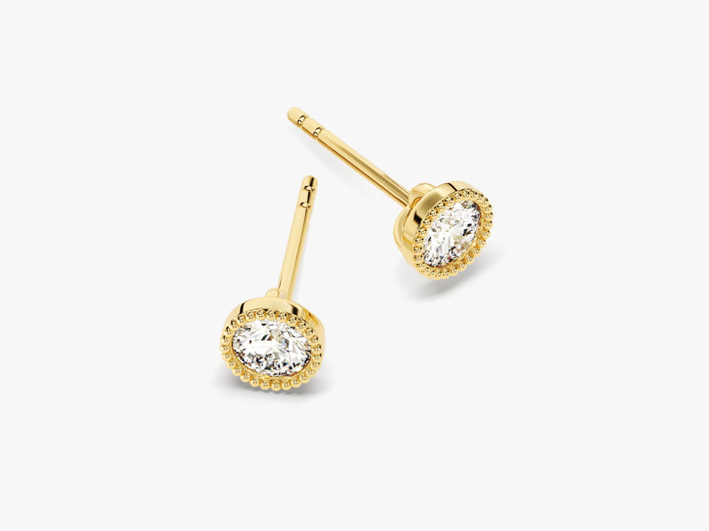 14k Gold Milgrain Bezel Lab Grown Diamond Stud Earrings (0.50 ct tw)