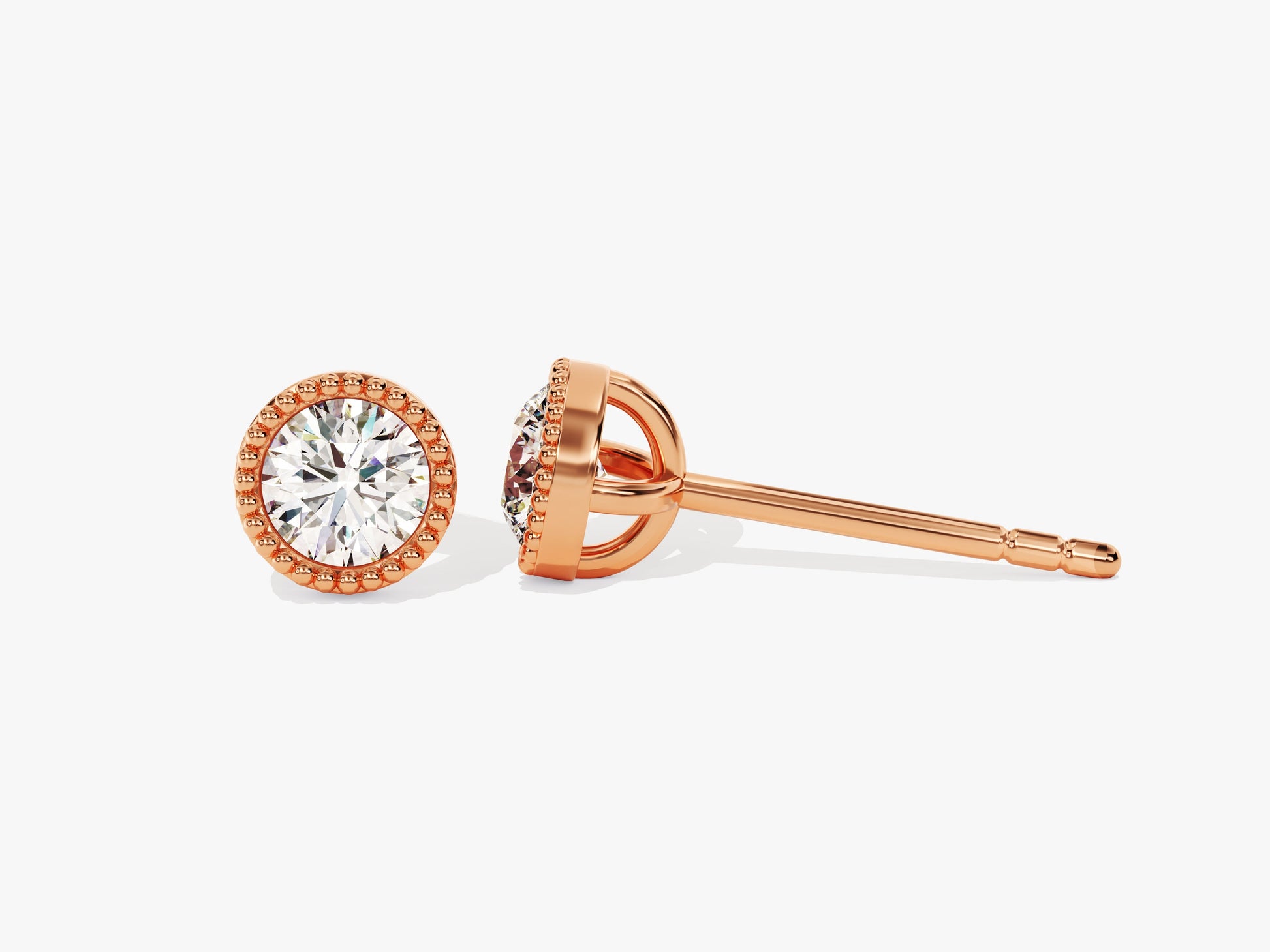 14k Gold Milgrain Bezel Lab Grown Diamond Stud Earrings (0.50 ct tw)