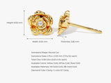 14k Gold Diamond Rose Stud Earrings