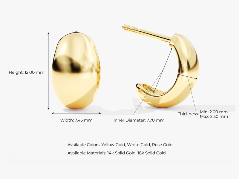 14k Gold Dome Huggie Earrings