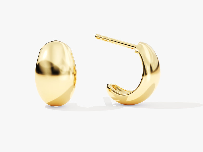 14k Gold Dome Huggie Earrings