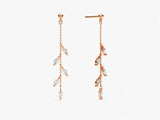 14k Gold Marquise Olive Leaf Drop Earrings