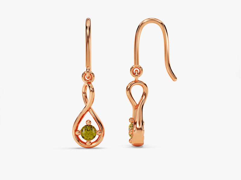 Infinity Birthstone Drop Earrings in 14k Solid Gold