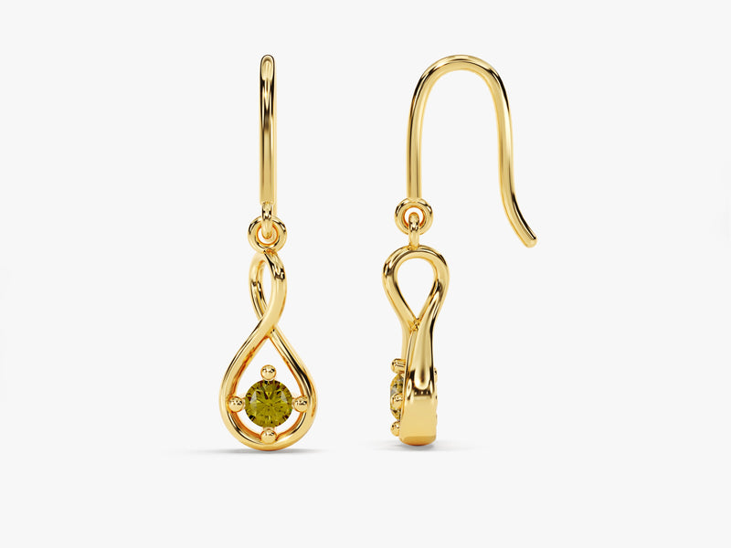 Infinity Birthstone Drop Earrings in 14k Solid Gold