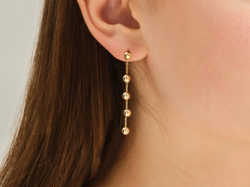 14k Gold Ball Drop Earrings