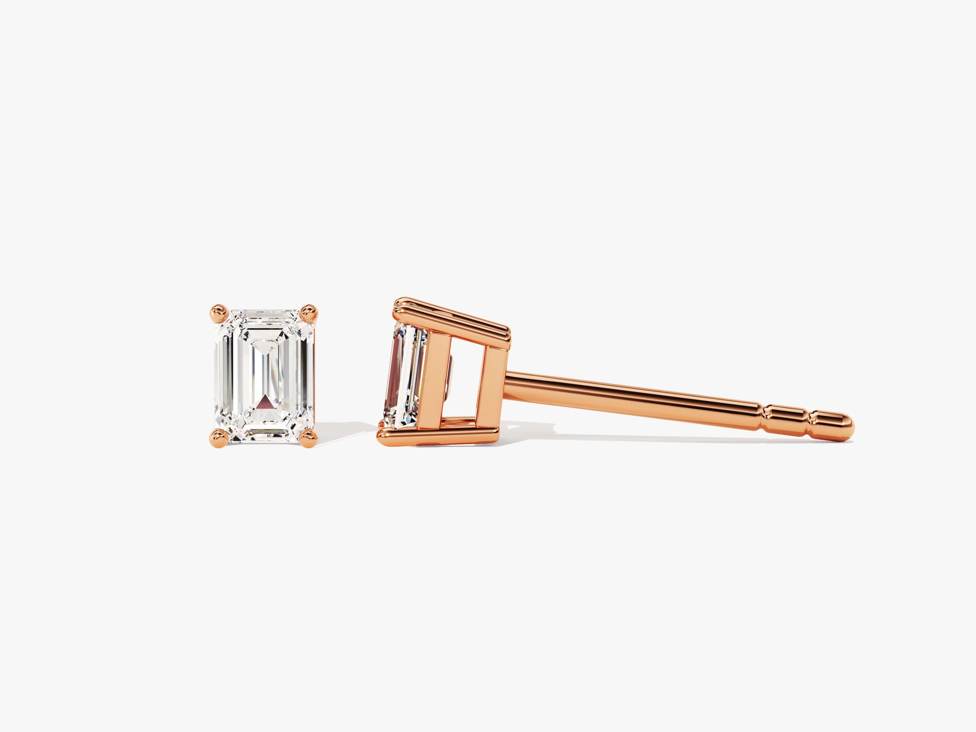 14k Gold Emerald Cut Lab Grown Diamond Stud Earrings (0.50 ct tw)