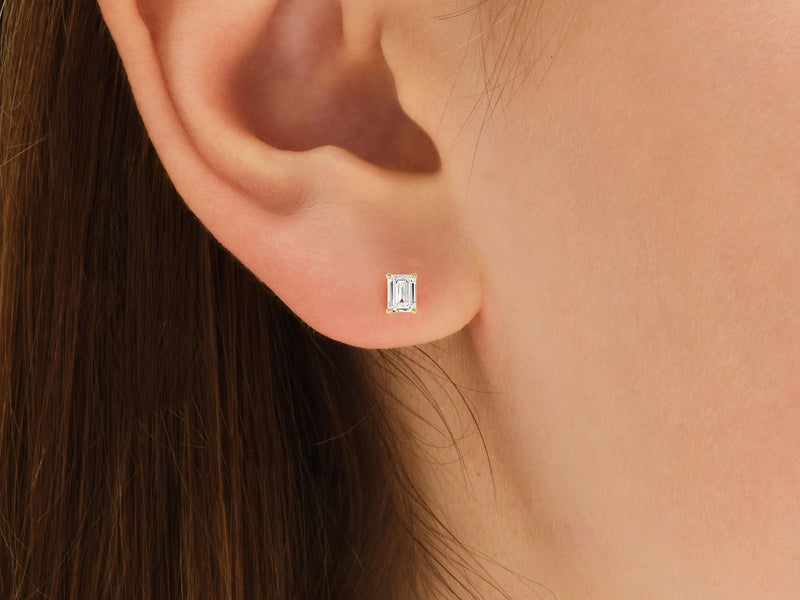 14k Gold Emerald Cut Moissanite Stud Earrings (0.50 ct tw)