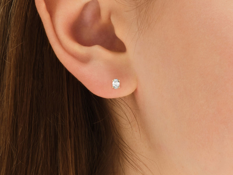 14k Gold Oval Cut Lab Grown Diamond Stud Earrings (0.25 ct tw)