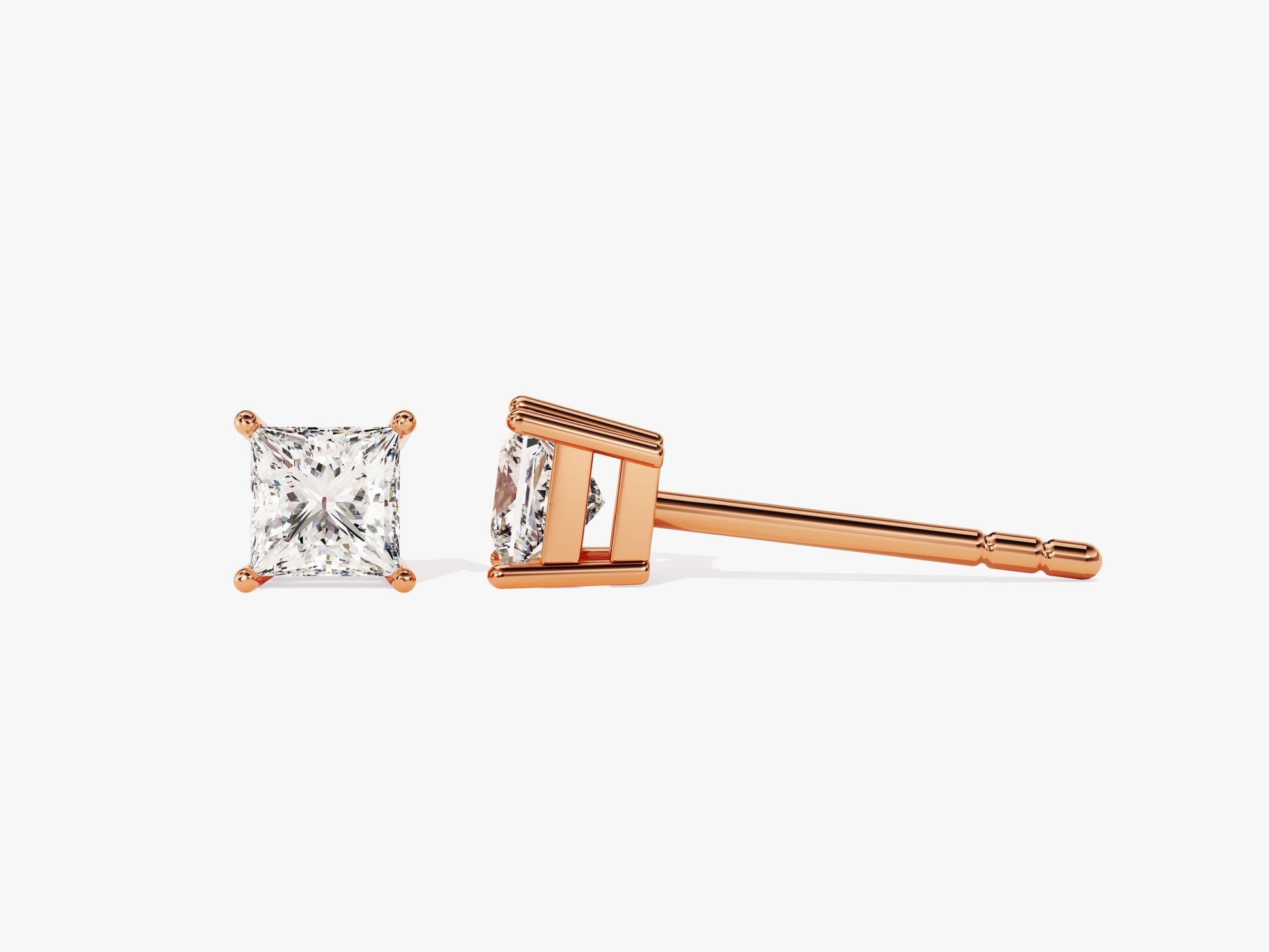 14k Gold Princess Cut Lab Grown Diamond Stud Earrings (0.50 ct tw)