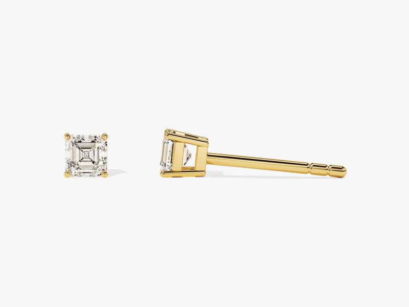 14k Gold Asscher Cut Moissanite Stud Earrings (0.25 ct tw)