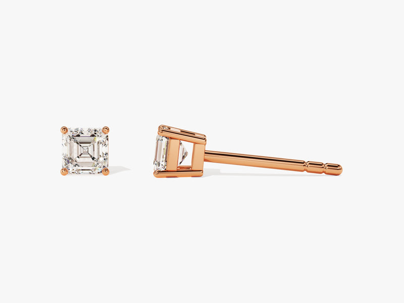 14k Gold Asscher Cut Moissanite Stud Earrings (0.50 ct tw)