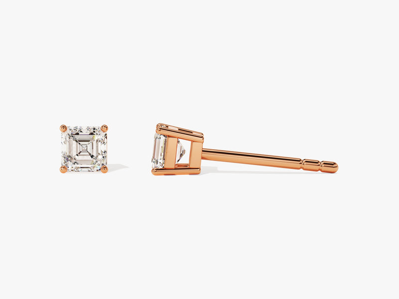 14k Gold Asscher Cut Lab Grown Diamond Stud Earrings (0.50 ct tw)