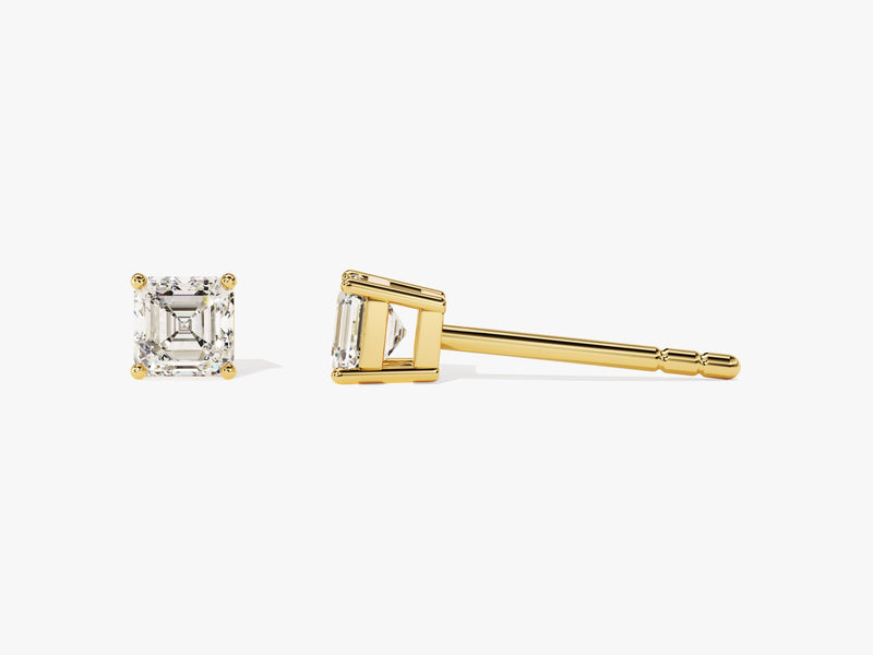 14k Gold Asscher Cut Moissanite Stud Earrings (0.50 ct tw)