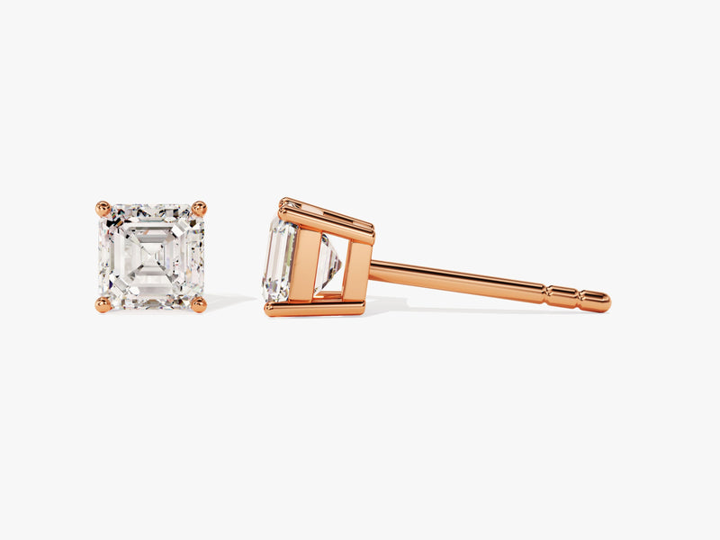 14k Gold Asscher Cut Moissanite Stud Earrings (1.00 ct tw)