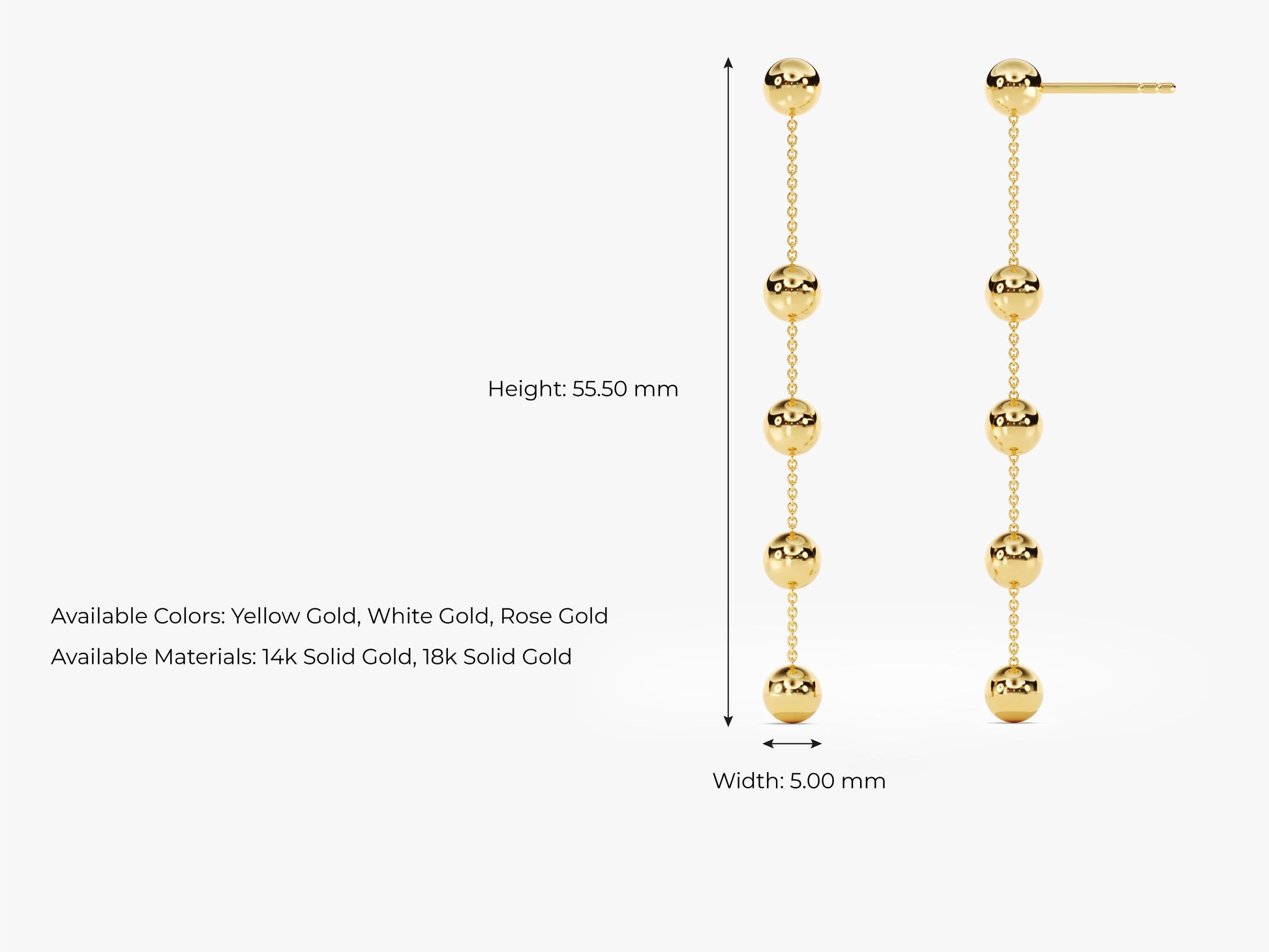 14k Gold Ball Drop Earrings