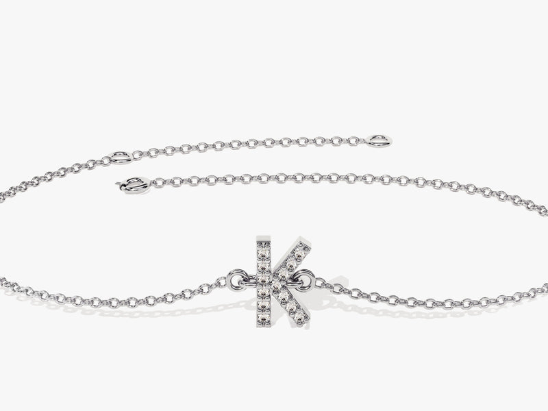 Diamond Initial Letter Bracelet in 14k Gold