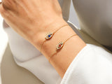 Bezel Set Evil Eye Birthstone Bracelet in 14k Solid Gold