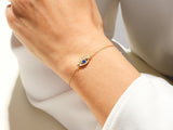 Bezel Set Evil Eye Birthstone Bracelet - Gold Vermeil