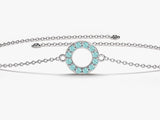 Open Circle Birthstone Bracelet in 14k Solid Gold