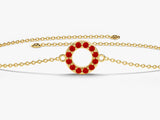 Open Circle Birthstone Bracelet in 14k Solid Gold