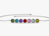 Bezel Set Round Birthstone Family Bracelet in 14k Solid Gold