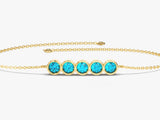 Bezel Set Round Birthstone Family Bracelet in 14k Solid Gold